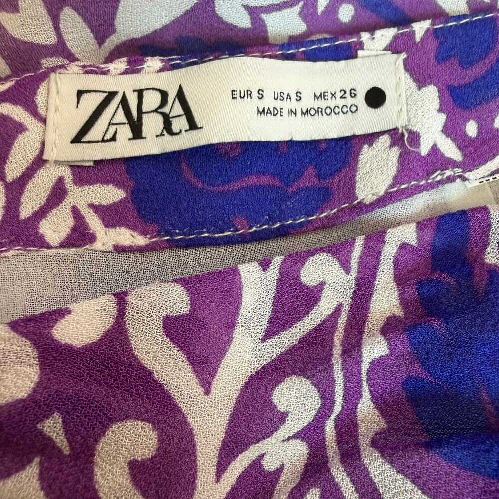 Zara Purple Blue Paisley Wrap Sarong Swimsuit Cover Up Skirt S - Picture 5 of 14